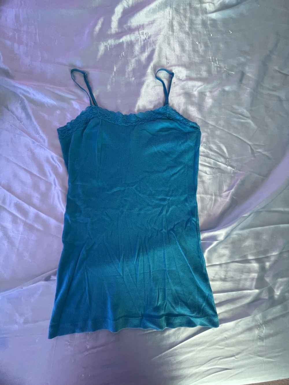 Teal Slip Dress with Lace Trim